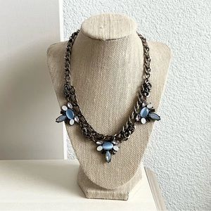 Loft Short Blue and Purple Cast Stone Necklace crystal rhinestone statement